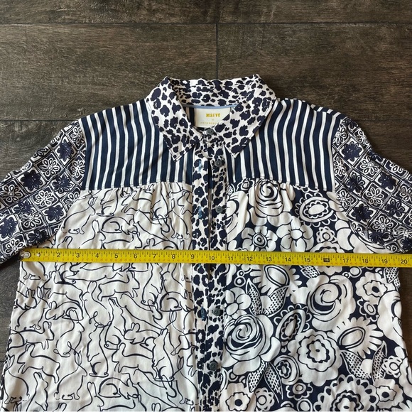 Blue and white floral print blouse - Picture 7 of 8